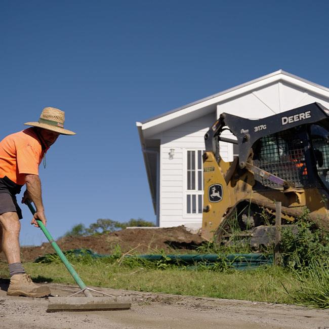 The neowaste team hard at work on construction site preparation